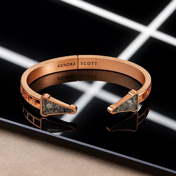 Kendra Scott Misty Rose Tone Crystal Gray Illusion Hinge Bracelet - Picture 3 of 5